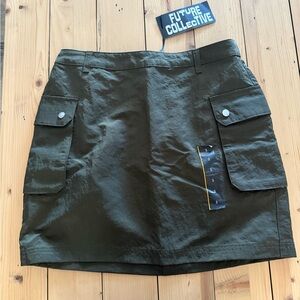 Future Collective Olive Green Cargo Skirt Size S NWT